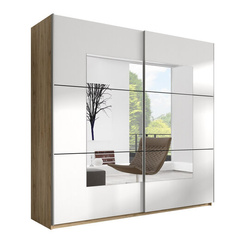 Beta 2-türiger Kleiderschrank mit Spiegeln 180 cm Eiche San Remo Hell Weiß