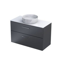 Oristo Waschbeckenunterschrank mit GEO Arbeitsplatte 100 cm in Mattschwarz