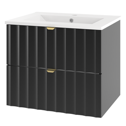 ARCOS-06 - Schrank mit Waschbecken 2S 60cm Schwarz Matt Set-3
