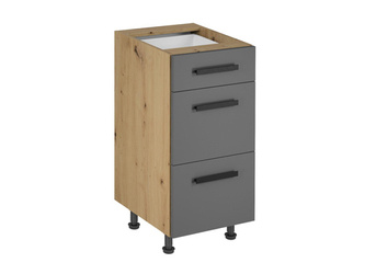 Küchenunterschrank mit 3 Schubladen D40S3, klassischer Griff, Langen Grey