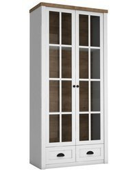 Provence Andersen W2S - 2-türige Vitrine mit 2 Schubladen aus Kiefernholz