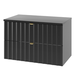 ARCOS-07 - Waschtisch mit 2 Schubladen 80 cm, Schwarz Matt, Set-1