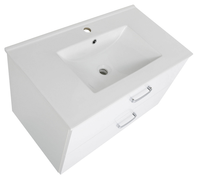 Astor Waschtisch mit Schrank Toscania 80 cm Hochglanz Weiß
