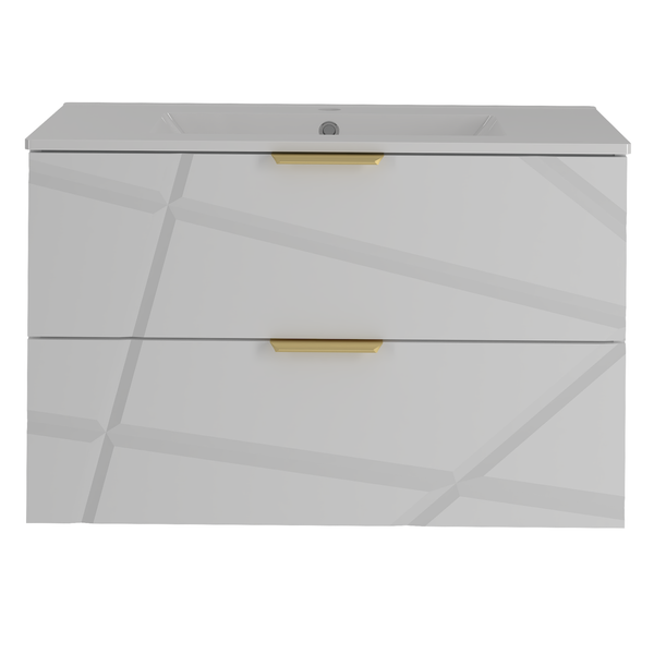 RADOM-06 - Waschbeckenunterbau 2S 80cm Weiß Matt Set-3
