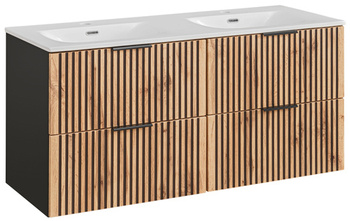 Schrank 120 cm Xilo Black Wotan mit doppeltem Waschbecken SKY120D.