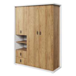 SIMI MS-01 - 3-türiger Kleiderschrank Biały/Hikora Natur