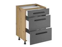 Unterschrank mit 3 Schubladen D60S3, klassischer Griff, Langen Beige