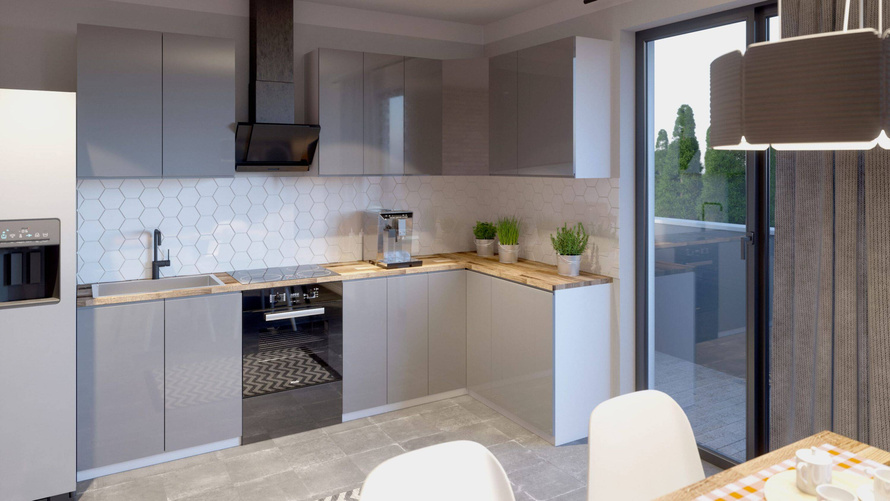 Unterschrank 2-türlich D60 Aspen Grey Grau Hochglanz