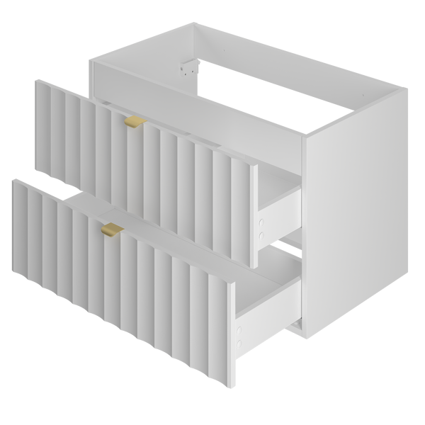 ARCOS-07 - Waschtisch mit zwei Schubladen 80 cm Weiß Matt Set-3