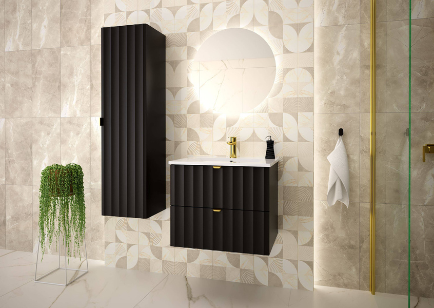 ARCOS-06 - Schrank mit Waschbecken 2S 60cm Schwarz Matt Set-3