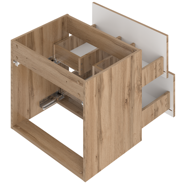 WOOD-02 - Waschbeckenunterbau mit 2 Schubladen 60 cm Wotan Eiche Set-1