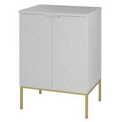 ASPEN-09 - Waschbeckenunterschrank mit 2D Tischplatte 60cm in Mattem Weiß Set-1 mit goldenem Gestell