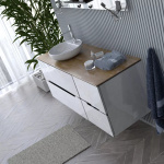 Oristo 80 cm Waschtischunterbau SILVER UNI Hochglanz Weiß Chromleisten Hochglanz