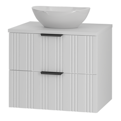 SANTI-02 - Waschbeckenunterschrank mit Tischplatte 2S 60 cm Weiß Matt Set-2