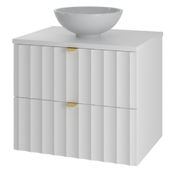 ARCOS-06 - WASCHTISCHSCHRANK mit Waschbecken und 2 Türen 60cm, Matt Weiß, Set-5