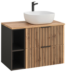 Schrank 80 cm Xilo Black Wotan mit Waschbecken Smile und Regal