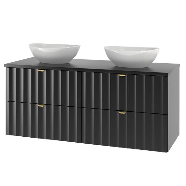 ARCOS-06 - Waschbeckenunterschrank mit Arbeitsplatte 4S 120 cm Schwarz Matt Set-6
