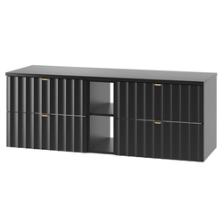 ARCOS-06 - Waschbeckenunterschrank mit Ablage und Regal 4S 140cm Schwarz Matt Set-7