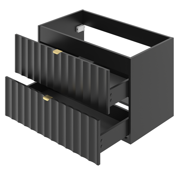 ARCOS-07 - Waschtisch mit 2 Schubladen 80cm Schwarz Matt Set-3
