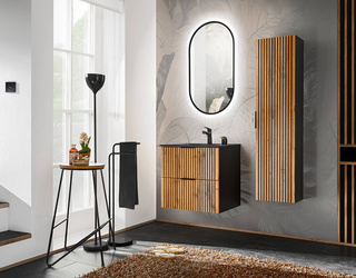 Set 60 cm Xilo Black mit Waschbecken Lava Black