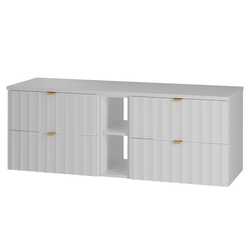 ARCOS-06 - Waschtischschrank mit Arbeitsplatte und Regal 4S 140cm Weiß Matt Set-7