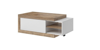 Sintra Couchtisch 120 cm Weiß Hochglanz / Eiche Samdal