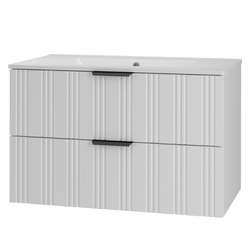 SANTI-01 - Waschtischschrank mit Waschbecken 2S 80 cm Matt Weiß Set-3