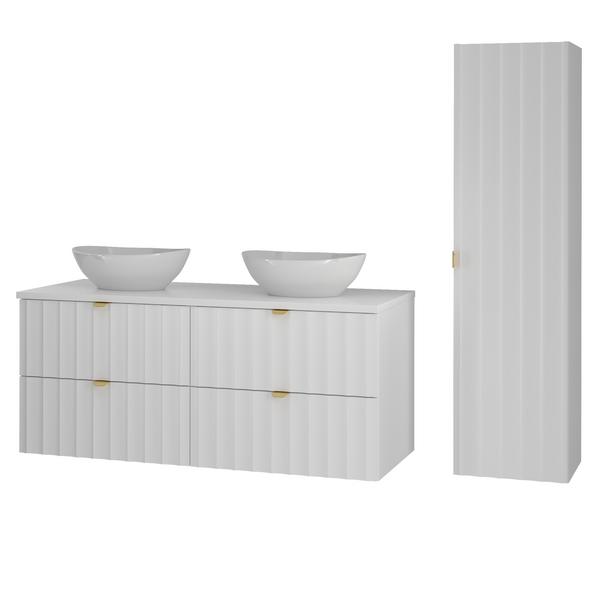 ARCOS-06 - Badezimmerunterschrank mit Tafel 4S 120cm Weiß Matt Set-6