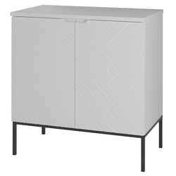 ASPEN-08 - Waschbeckenunterschrank mit 2D Platte 80cm Weiß Matt Set-1 Schwarzes Gestell