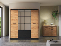 4D2S Kleiderschrank mit Spiegel URSO 01 Eiche Craft Gold Schwarz