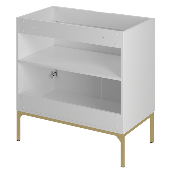 ASPEN-08 - Waschtischschrank mit Arbeitsplatte 2D 80 cm Weiß Matt Set-1 Goldene Beine
