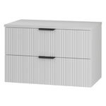 SANTI-01 - Waschbeckenunterschrank mit Tischplatte 2S 80cm Weiß Matt Set-1