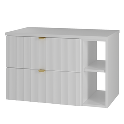 ARCOS-06 - Waschbeckenunterschrank mit Tischplatte und Regal 2S 80 cm Weiß Matt Set-4