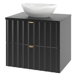 ARCOS-06 - Waschbecken mit Unterschrank und Ablage 2S 60cm Schwarz Matt Set-2