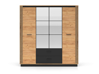 4D2S Kleiderschrank mit Spiegel URSO 01 Eiche Craft Gold Schwarz